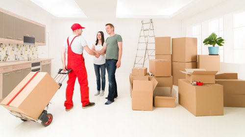Local moving team managing a commercial relocation
